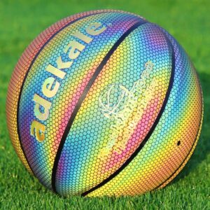Custom Logo Reflective Holographic Luminous Basketball Size 7 Made PU Leather Nylon Wound Rubber Bladder Custom Brand Glow Dark